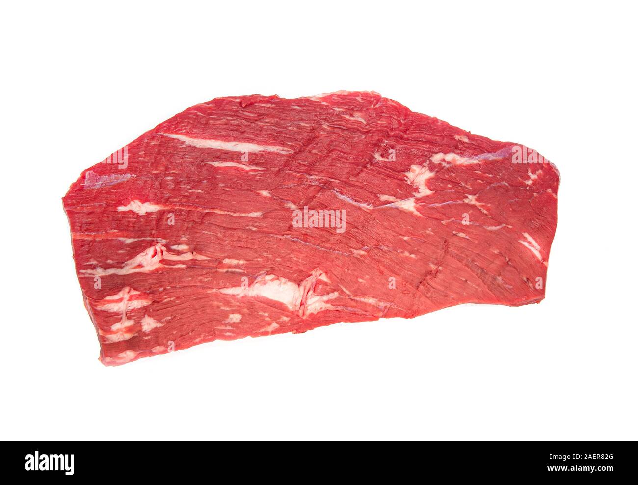 Rohes Rindfleisch Steak, frische rohe Stück Rindfleisch Steak isoliert auf weißem Hintergrund Stockfoto