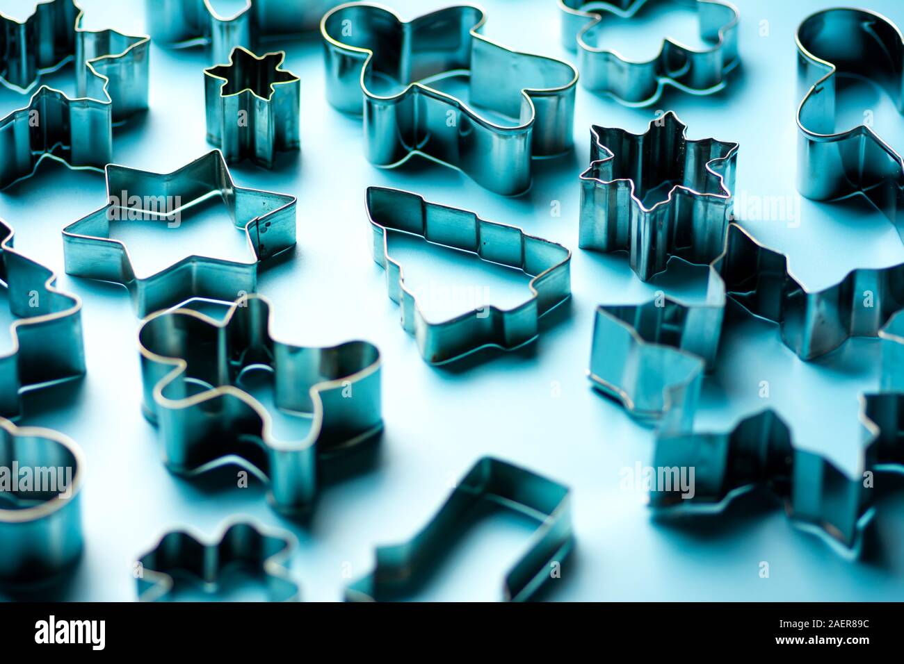 Festliche geformte Gebäck Formen für die Herstellung von dekorierten winter Dessert Stockfoto