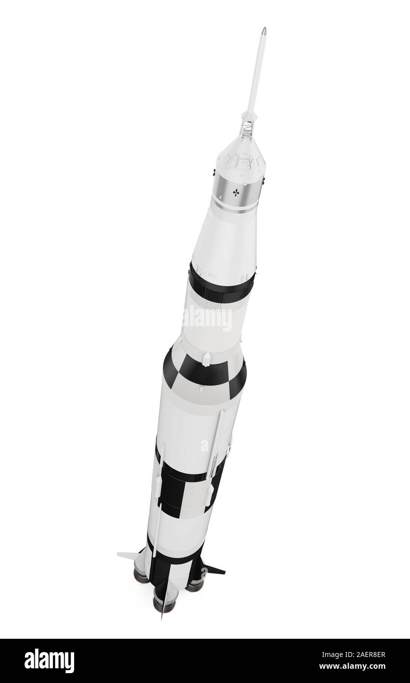 Saturn V Rakete isoliert Stockfoto