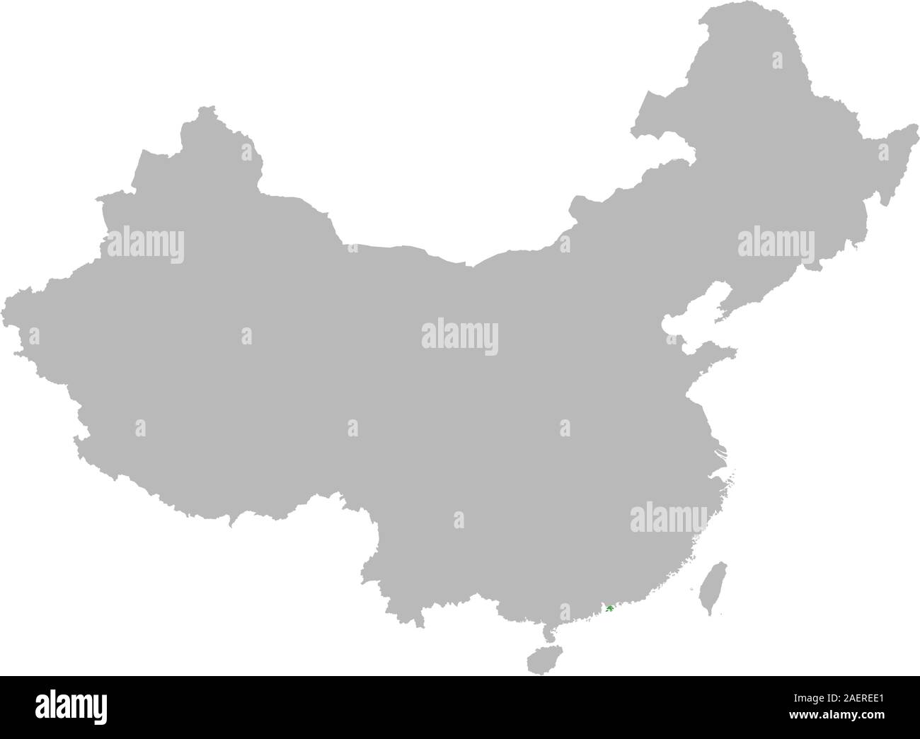 Hongkong grün hinterlegt auf China Karte Vector Graphics Design. Grauer Hintergrund. Stock Vektor