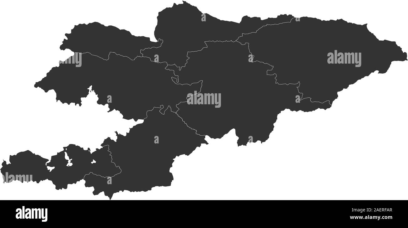 Kirgisistan politische Karte markiert grau Vector Illustration. Stock Vektor