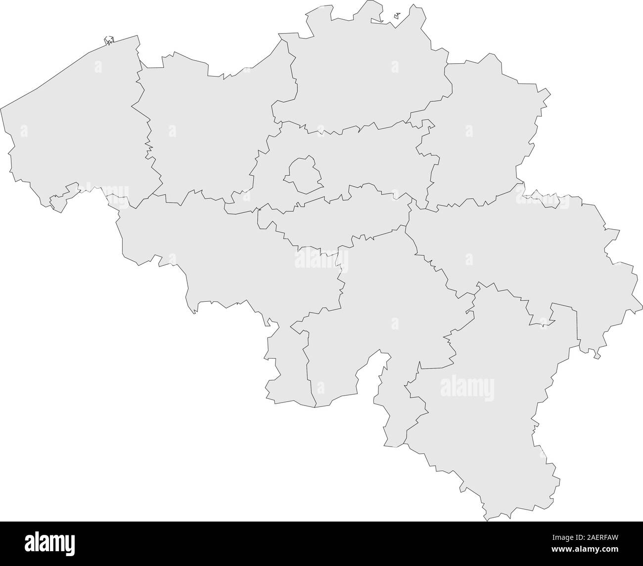 Belgien politische Karte markiert grau Vector Illustration. Perfekt für Hintergründe, Banner, Business Konzepte, Hintergründe und Wallpaper. Stock Vektor