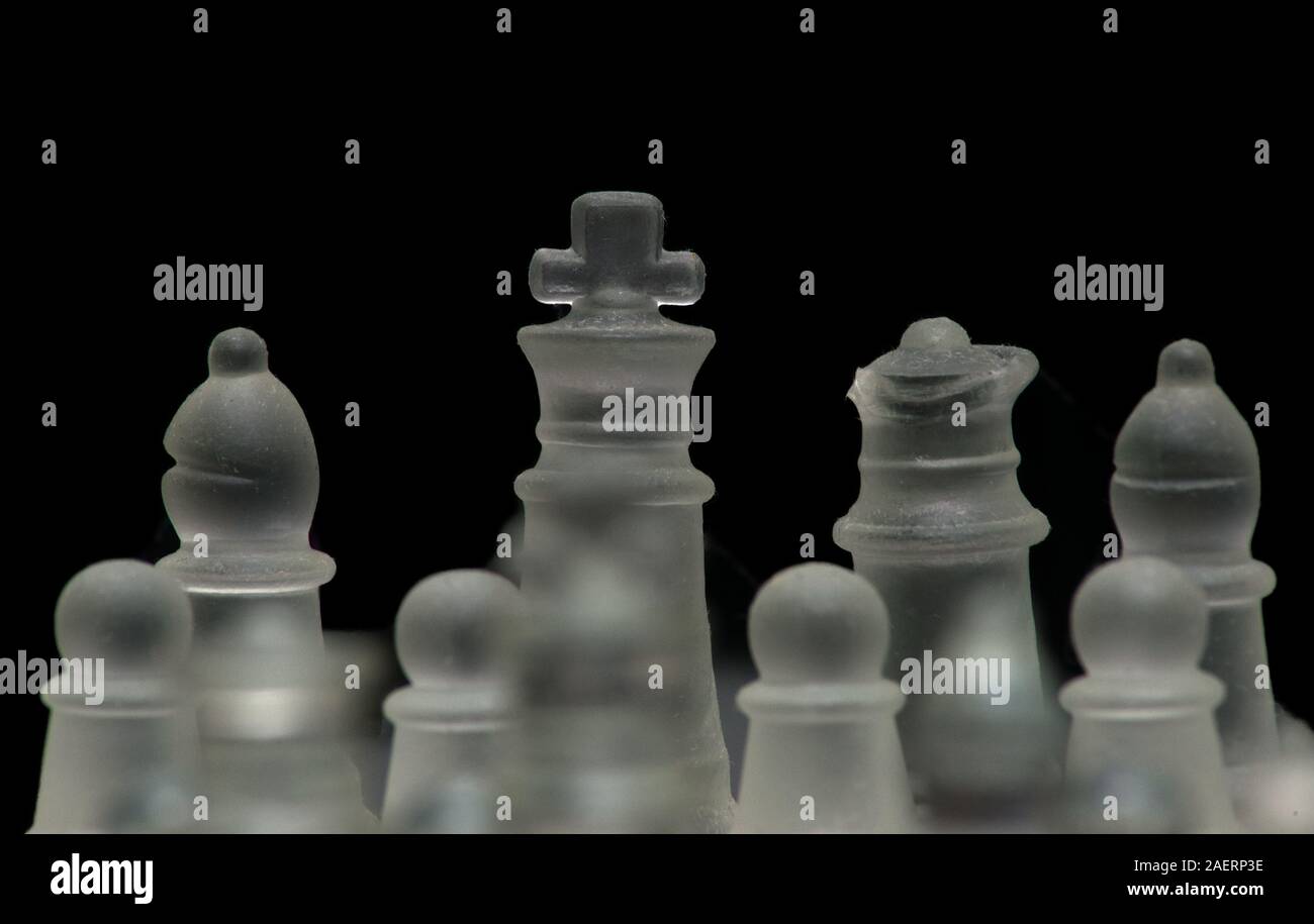 Glas Schachfiguren Nahaufnahme Stockfoto