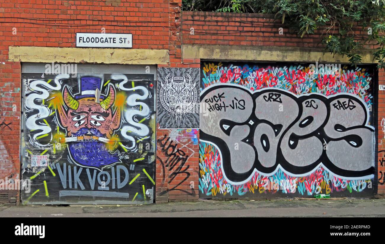 Vik Void, Graffiti Urban Street Art, in Floodgate St, Digbeth, Bordesley & Highgate, Birmingham, West Midlands, England, Großbritannien, B5 5 Stockfoto