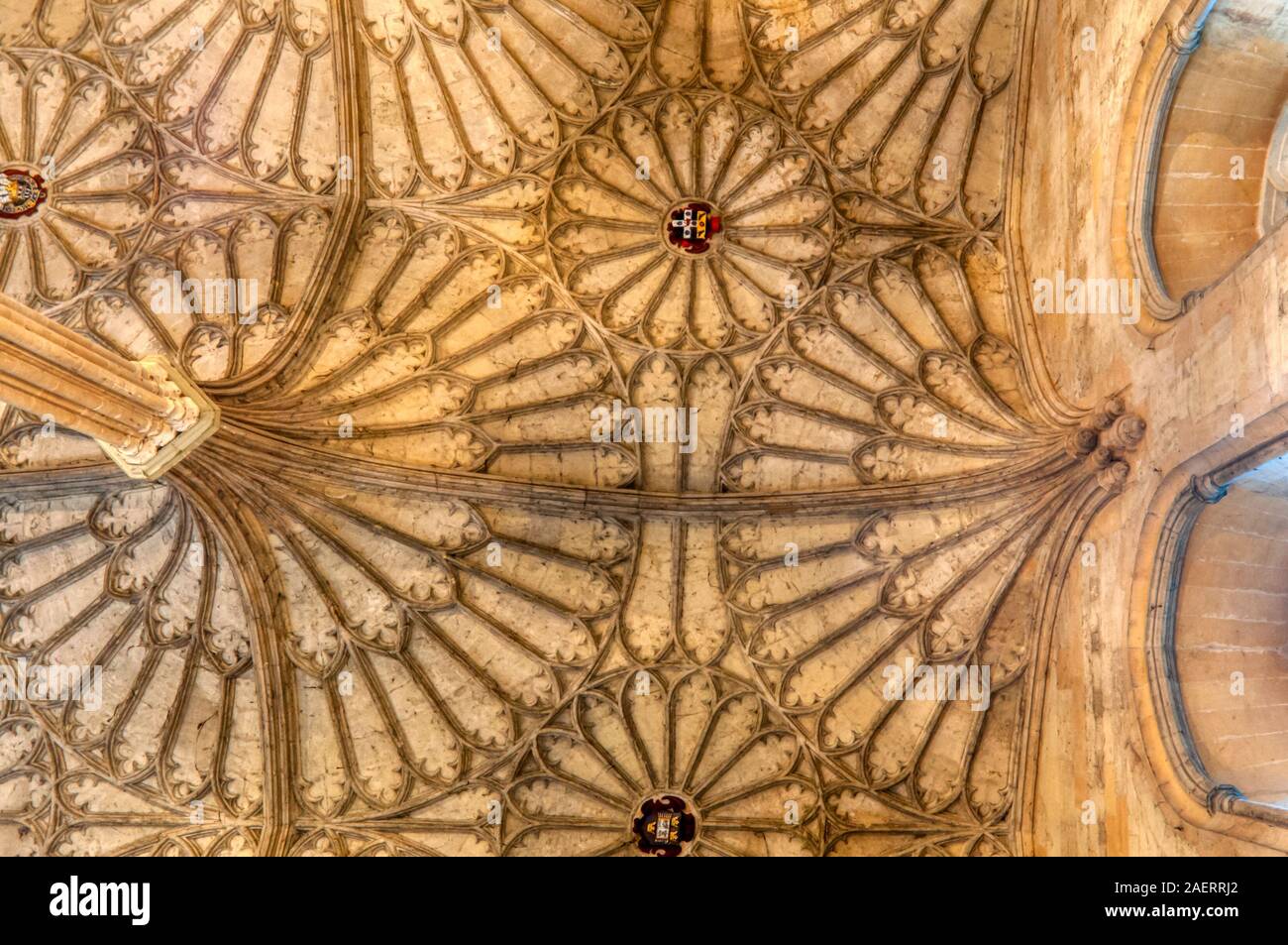 Ventilator vaulting zu der Treppe Decke, die zu der Halle der Christ Church, Oxford, wurde im Jahre 1638 installiert. Stockfoto