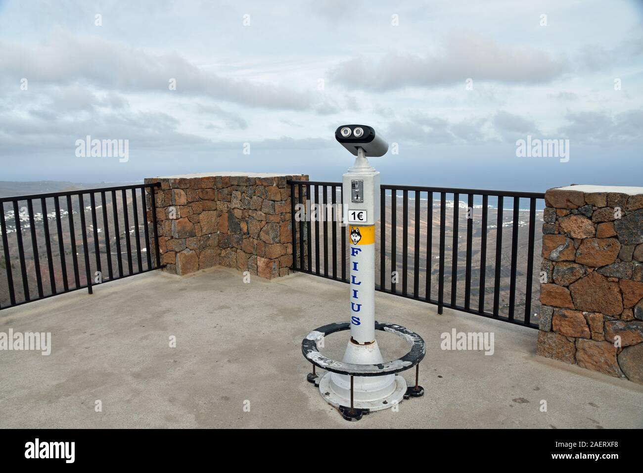 Münzautomaten Sucher am Mirador del Haria auf Lanzarote, Kanarische Inseln, Spanien Stockfoto