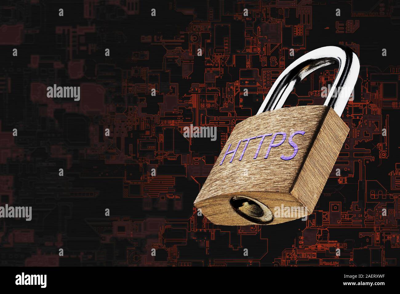 Web Seite mit HTTPS-Verschlüsselung Stockfoto