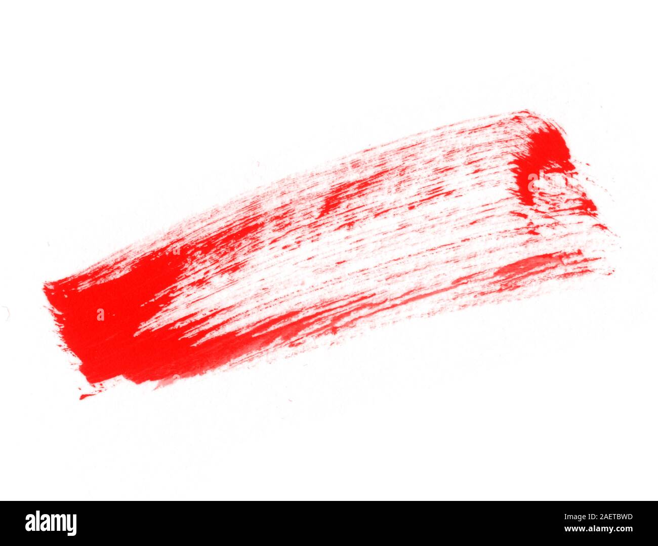 Abstrakt rot Lack bestreichen isoliert auf Weiss. Red Pinsel Hintergründe Stockfoto