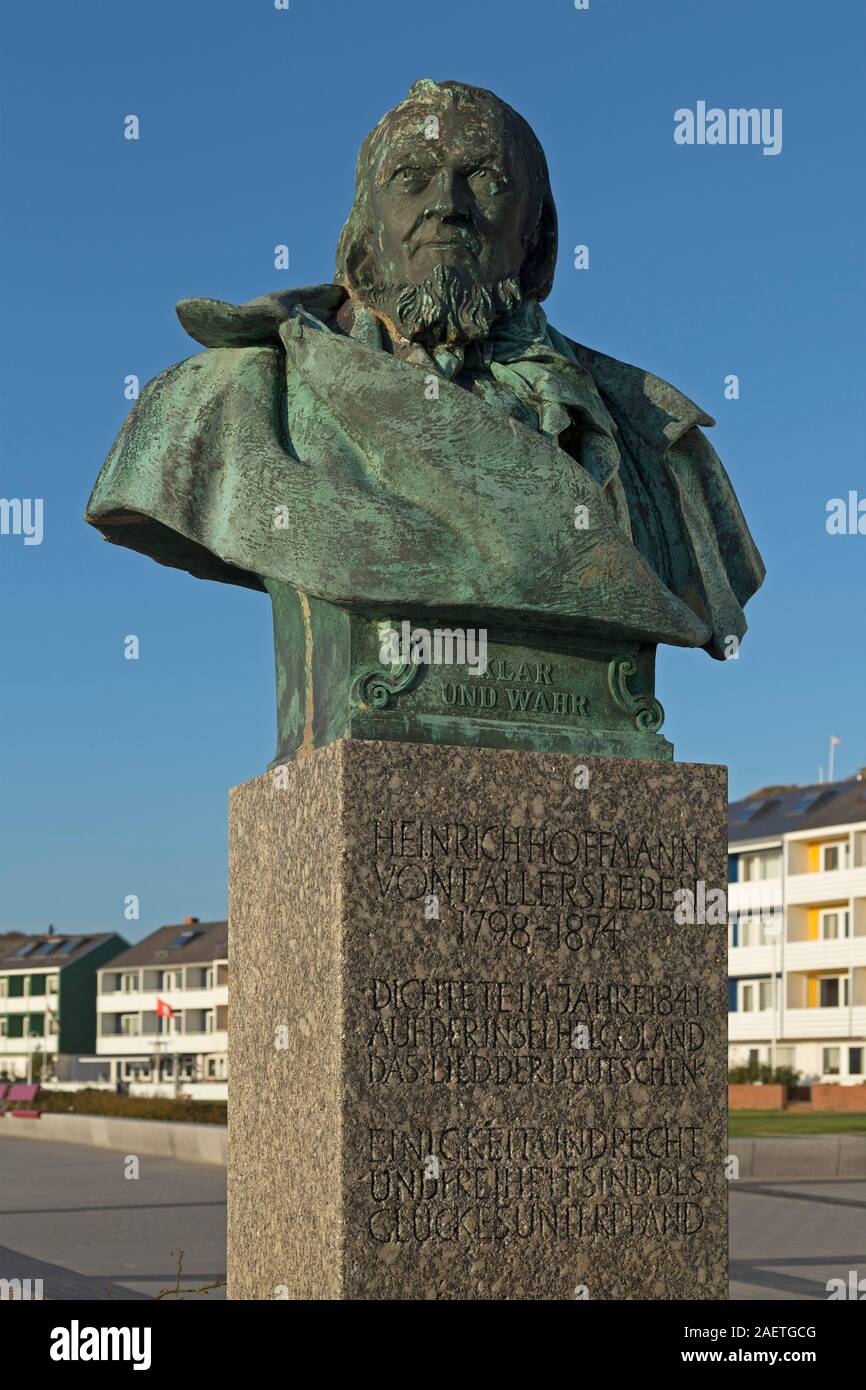 Statue von Heinrich Hoffmann von Fallersleben, Helgoland, Schleswig-Holstein, Deutschland Stockfoto