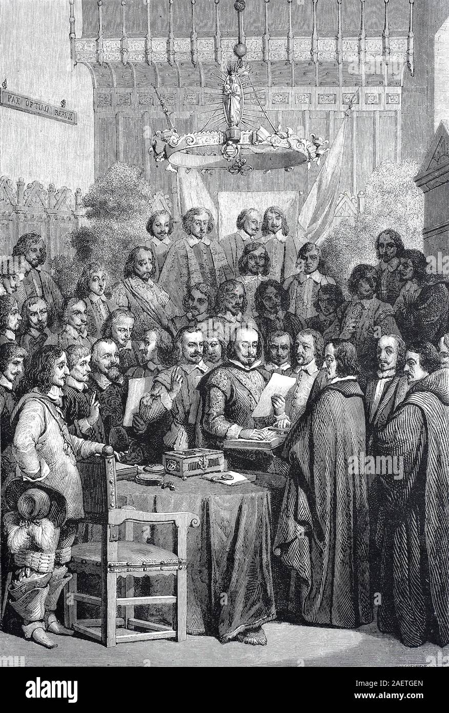 Die Vereidigung der Eid der Ratifizierung des Vertrags von Münster im Jahr 1648, Deutschland Stockfoto