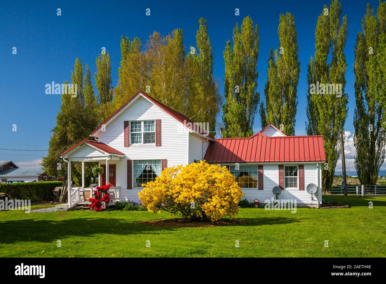 Ein Skagit River Valley Country Home in der Nähe von Mount Vernon, Washington, USA. Stockfoto