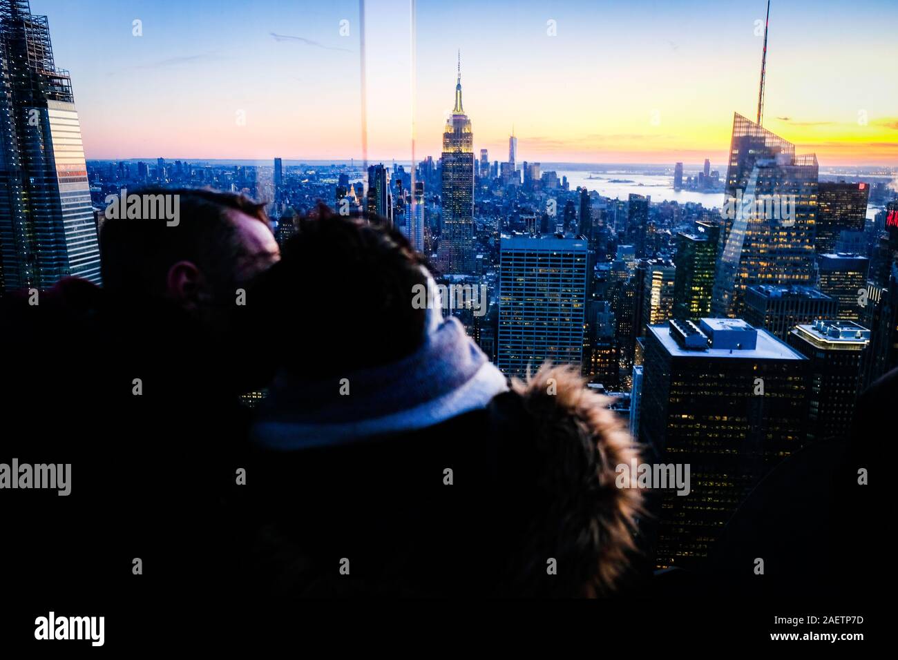 Blick vom Rockefeller Center in Manhattan Skyline südlich von Rockefeller Center, New York, NY. Stockfoto
