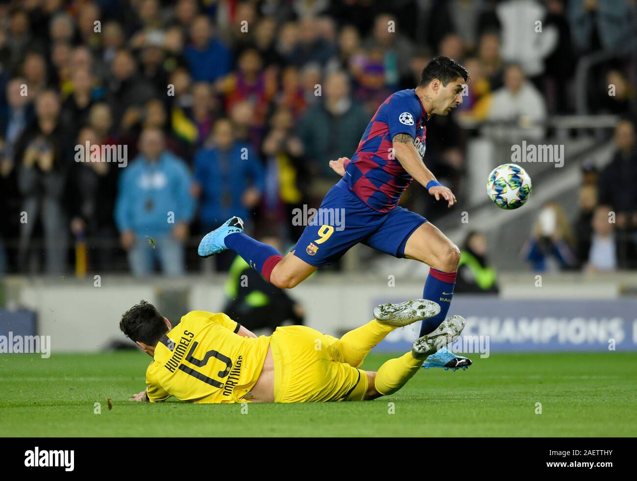 Leo Messi vom FC Barcelona feiert zählen ein Ziel während der Champions League Spiel zwischen dem FC Barcelona und Borussia Dortmund im Camp Nou Stadion Stockfoto