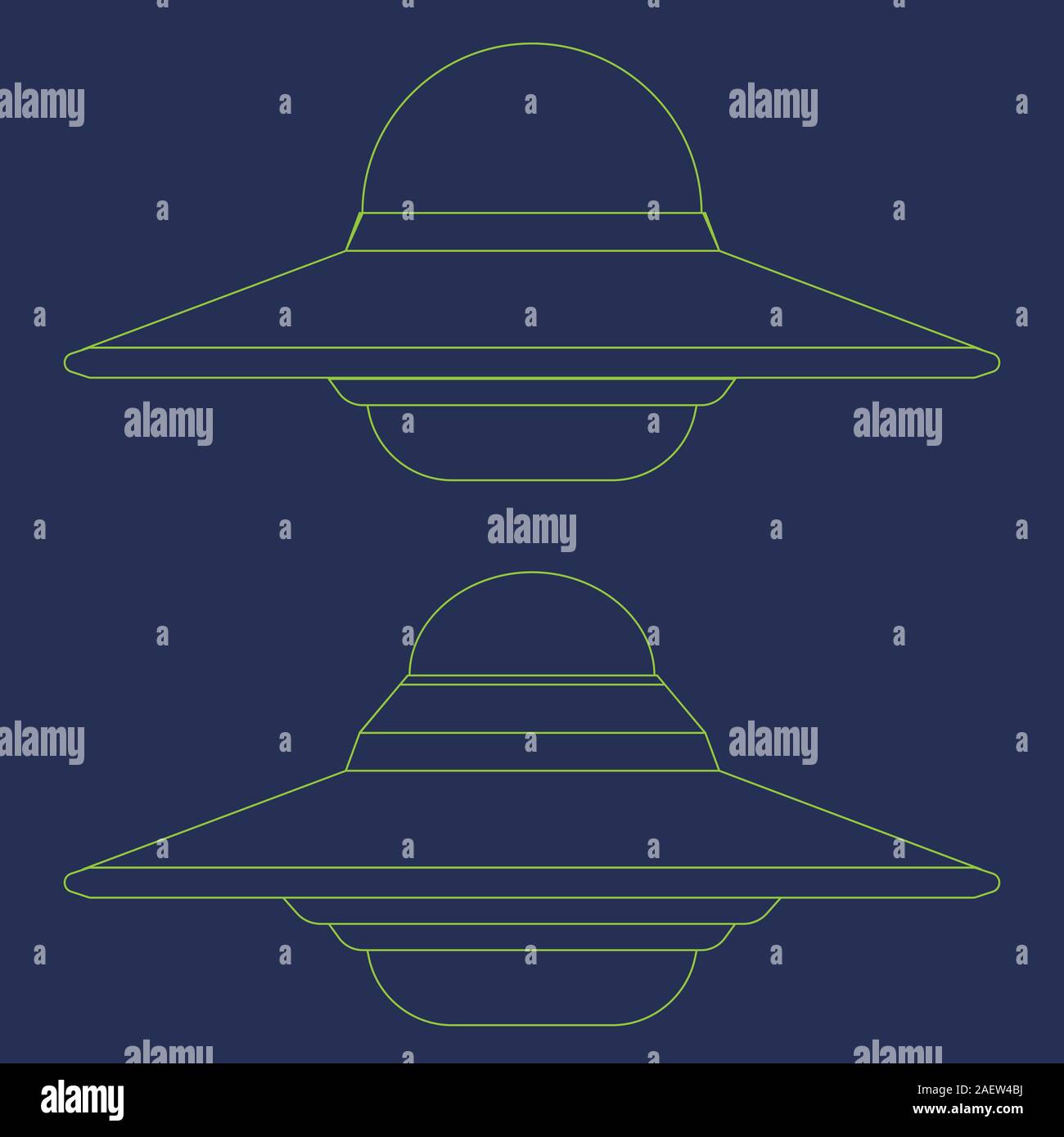 Abstrakte ufo Ship Design, fliegende Untertasse Abbildung. Stock Vektor