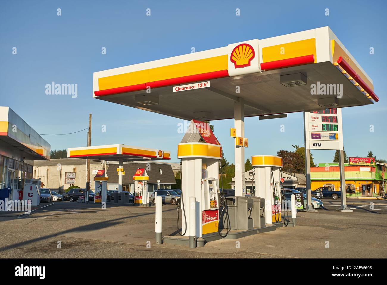 Eine Shell-Tankstelle in Burlington, Washington, gesehen am Freitag, 11. Oktober 2019. Stockfoto