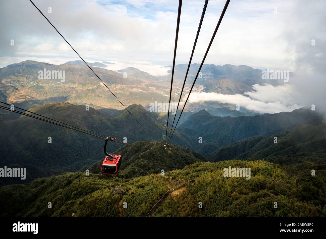 Sa Pa, Vietnam - Seilbahn auf Fansipan, die beste Aussicht Sapa in Vietnam. Stockfoto