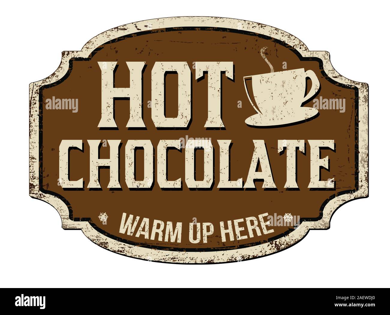 Hot Chocolate vintage rostiges Metall Zeichen auf weißem Hintergrund, Vector Illustration Stock Vektor