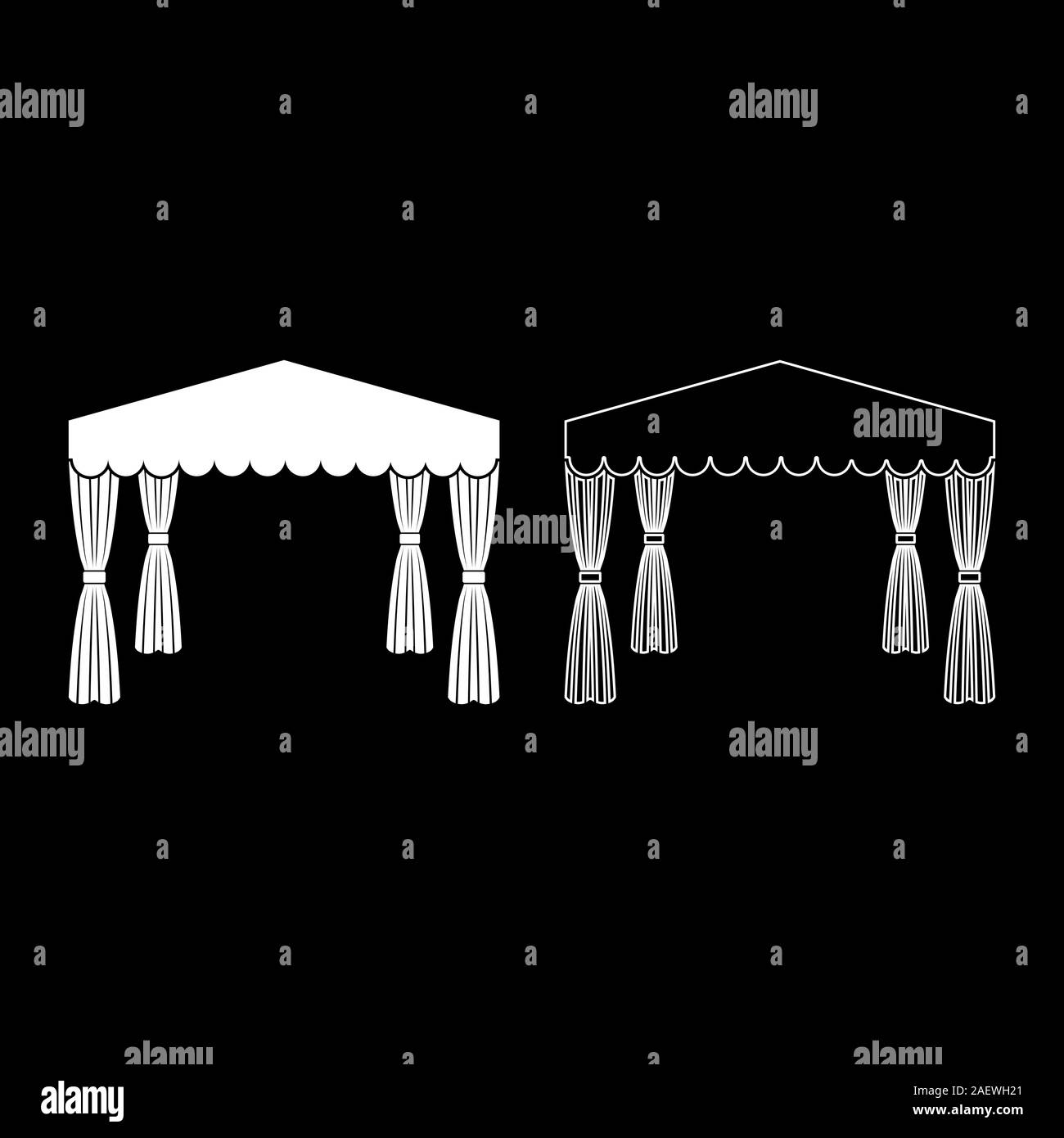 Vordach Pop Up Zelt kommerzielle Pavillon Markise für Rest Festzelt Chuppah Symbol outline weiß Vektor-illustration Flat Style einfach Bild einstellen Stock Vektor
