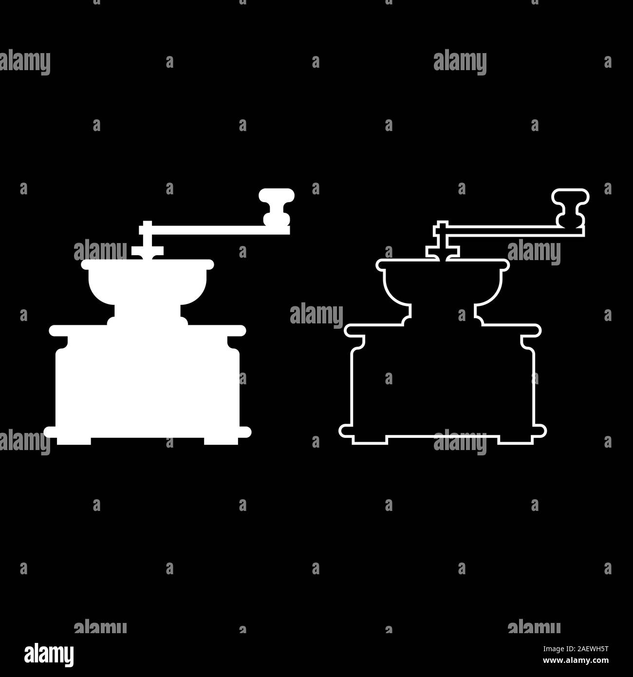 Kaffeemühle Mühle manuelle Herstellung classic Vintage Style Icon outline weiß Farbe Vektor-illustration Flat Style simple Image Stock Vektor