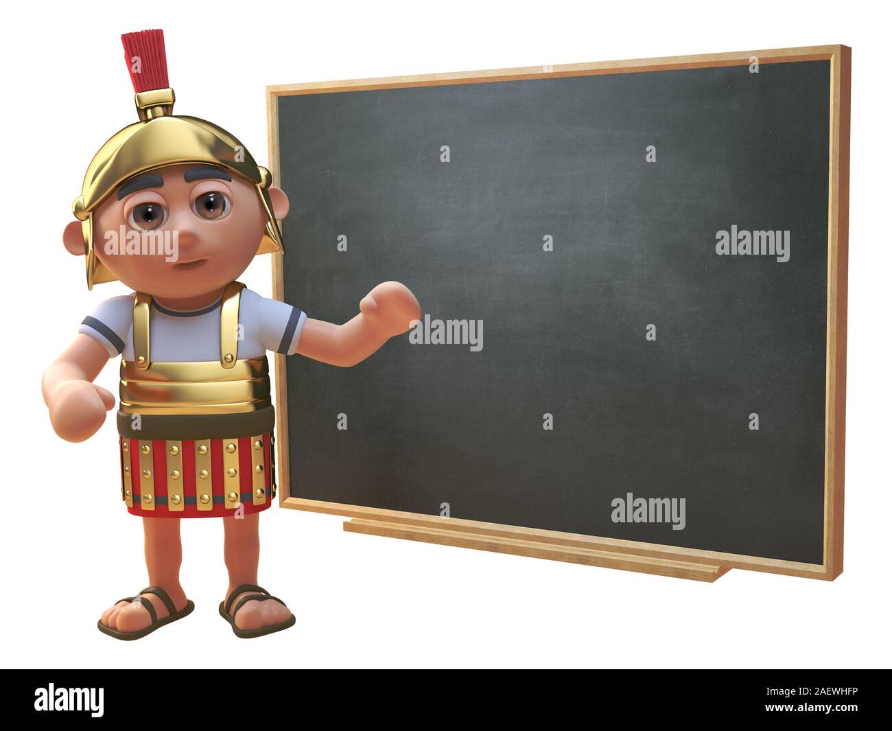 Cartoon 3d-römischer Legionär Soldat Lehre an einer Tafel, 3d-Grafik rendern Stockfoto