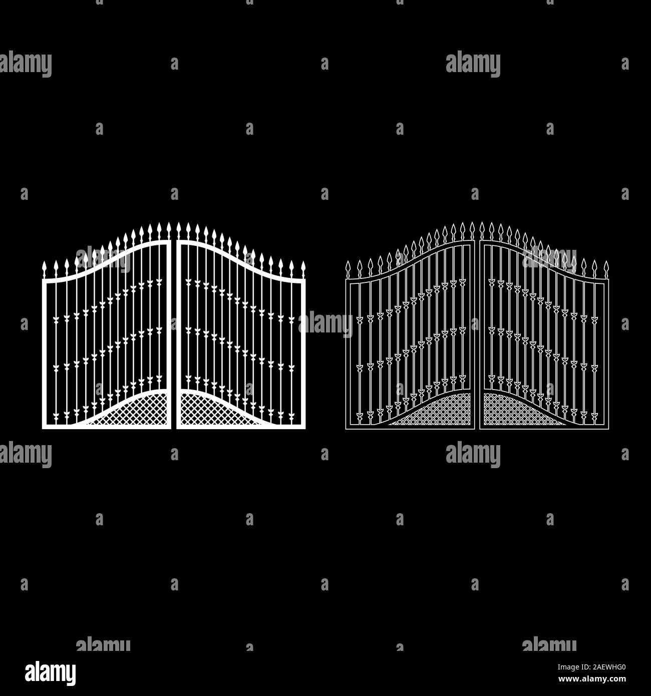 Geschmiedete Tore Symbol outline weiß Farbe Vektor-illustration Flat Style simple Image Stock Vektor