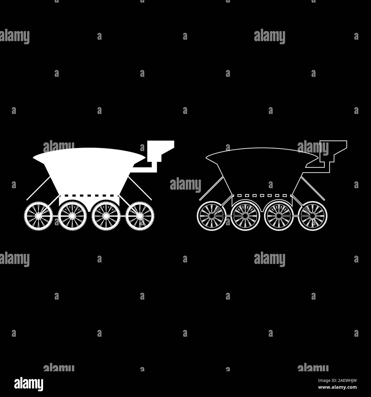 Moon rover Mars explorer Space Maschine Planeten Fahrzeugsymbol outline weiß Vektor-illustration Flat Style einfach Bild einstellen Stock Vektor