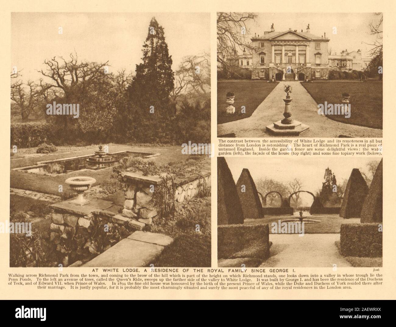 Richmond Park. White Lodge, die Königliche Residenz, seit George ICH 1926 alten Drucken Stockfoto