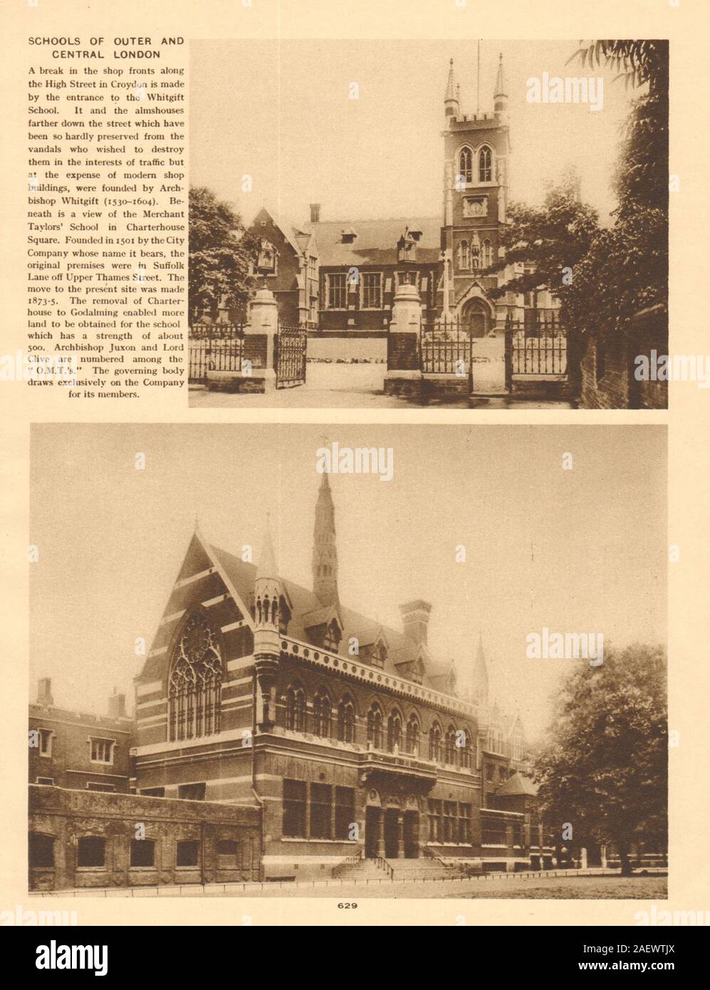 Whitgift School Croydon. Merchant Taylors Schule Charterhouse Square 1926 Stockfoto