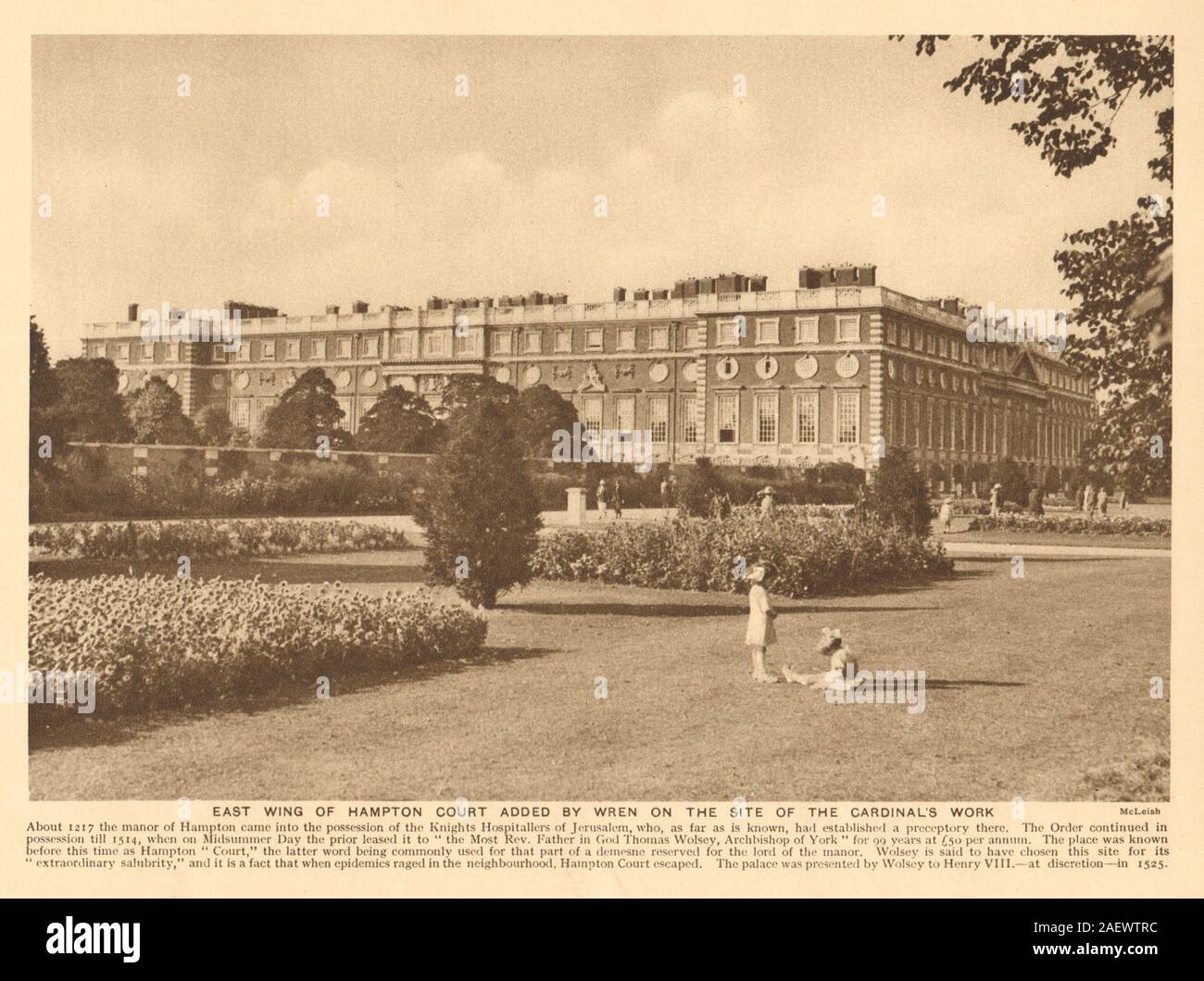 Ostflügel des Hampton Court hinzugefügt von Sir Christopher Wren alten Drucken 1926 Stockfoto