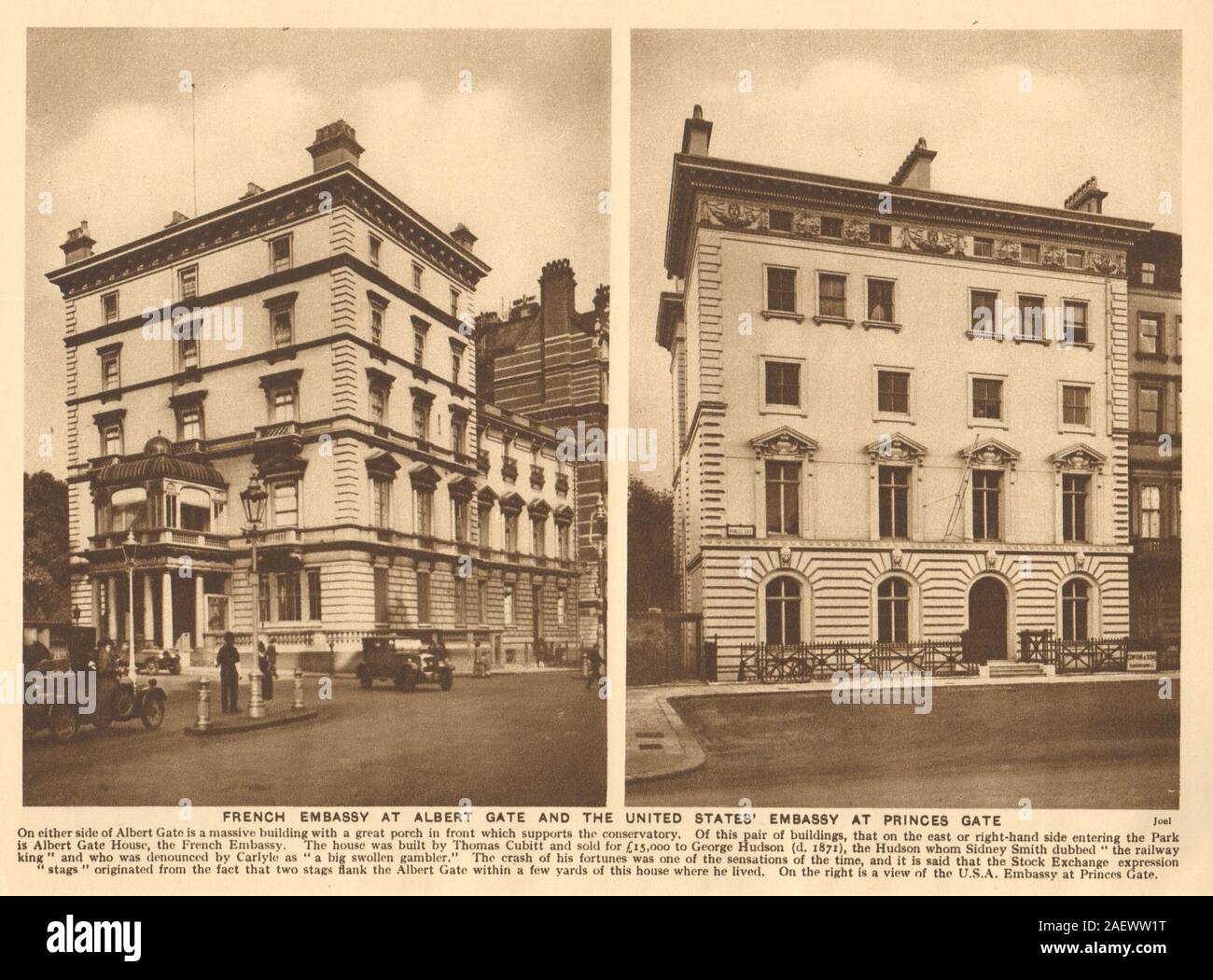 Französische Botschaft Albert Tor. Der US-Botschafter Residence 14 Princes Gate 1926 Stockfoto