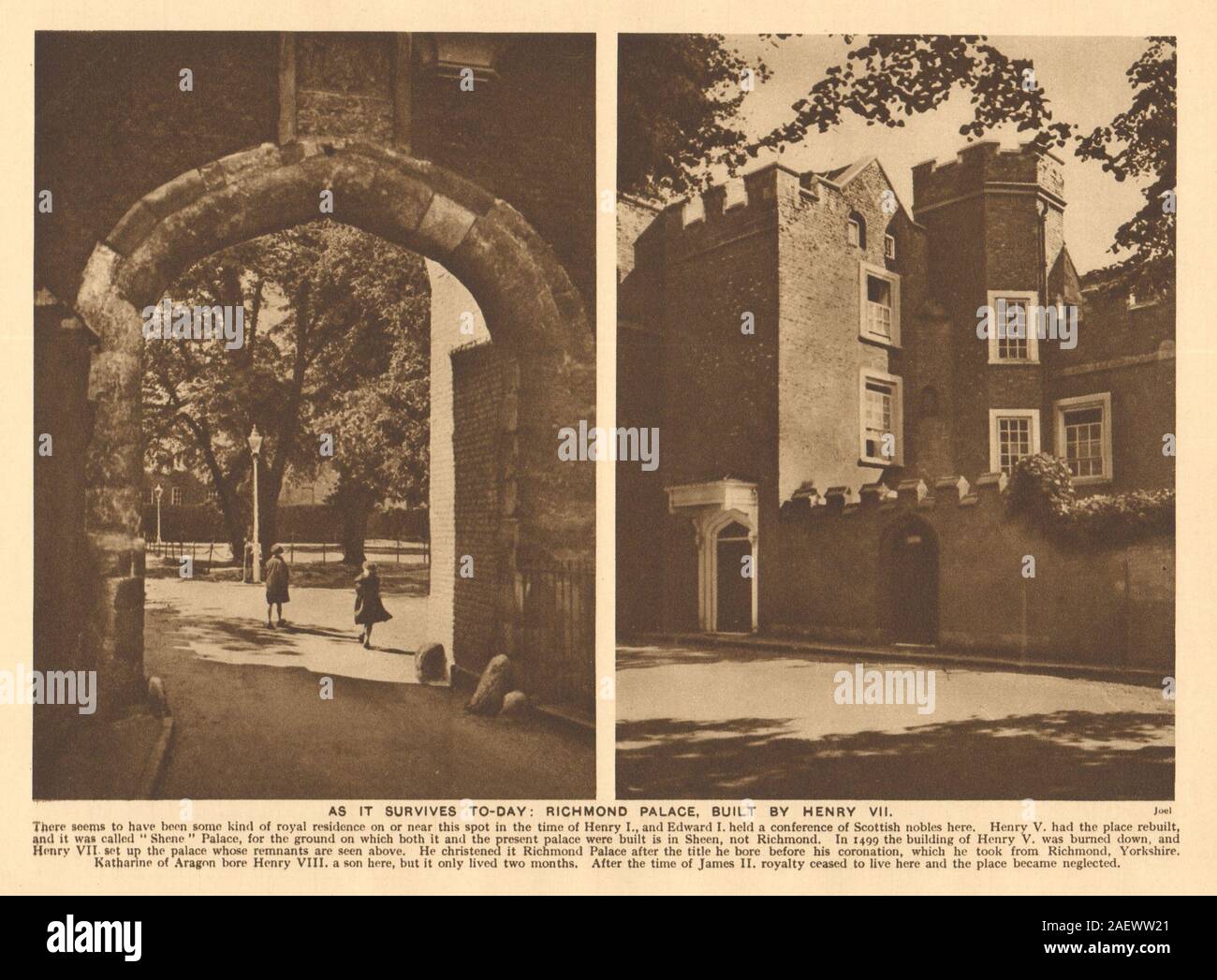 Richmond Palace Gate House, erbaut von Heinrich VII. 1926 alte vintage Bild drucken Stockfoto