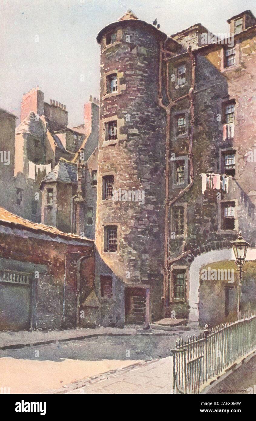 Smollett Unterkunft, St. John Street, Edinburgh. Schottland. Ernest Haslehust 1920 Stockfoto