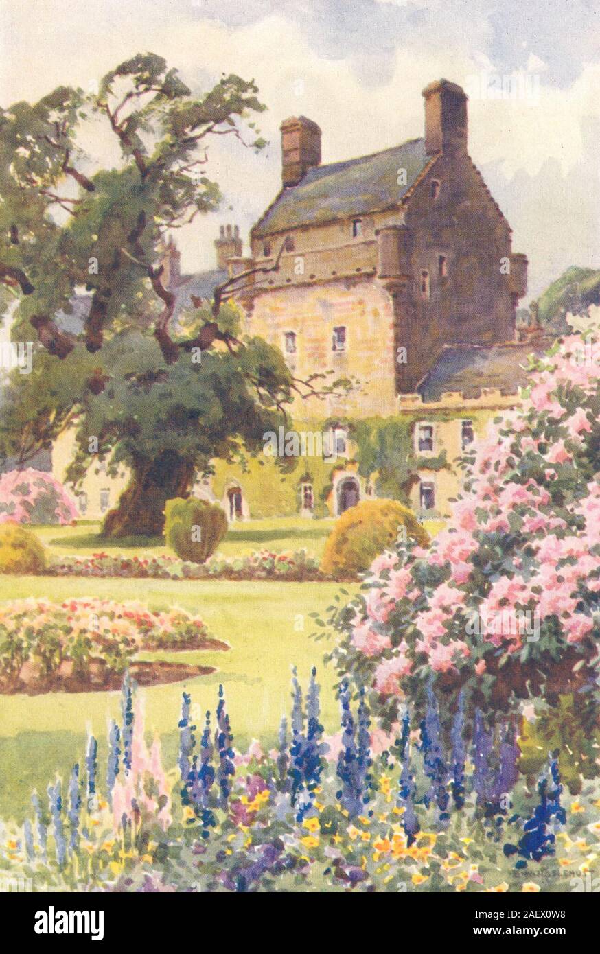 Bemersyde Haus, Scott Land. Schottland. Von Ernest Haslehust 1920 alten Drucken Stockfoto