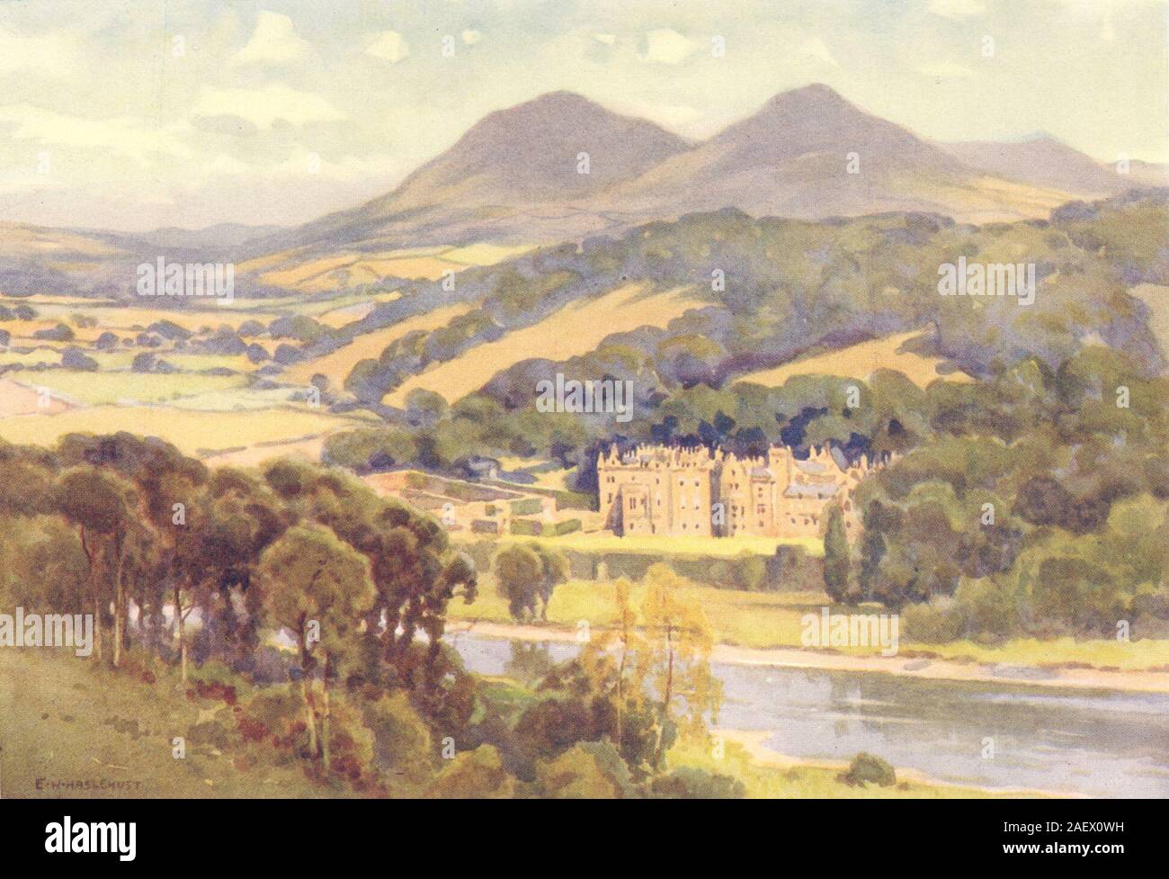 Abbotsford, Scott Land. Schottland. Von Ernest Haslehust 1920 alten Drucken Stockfoto