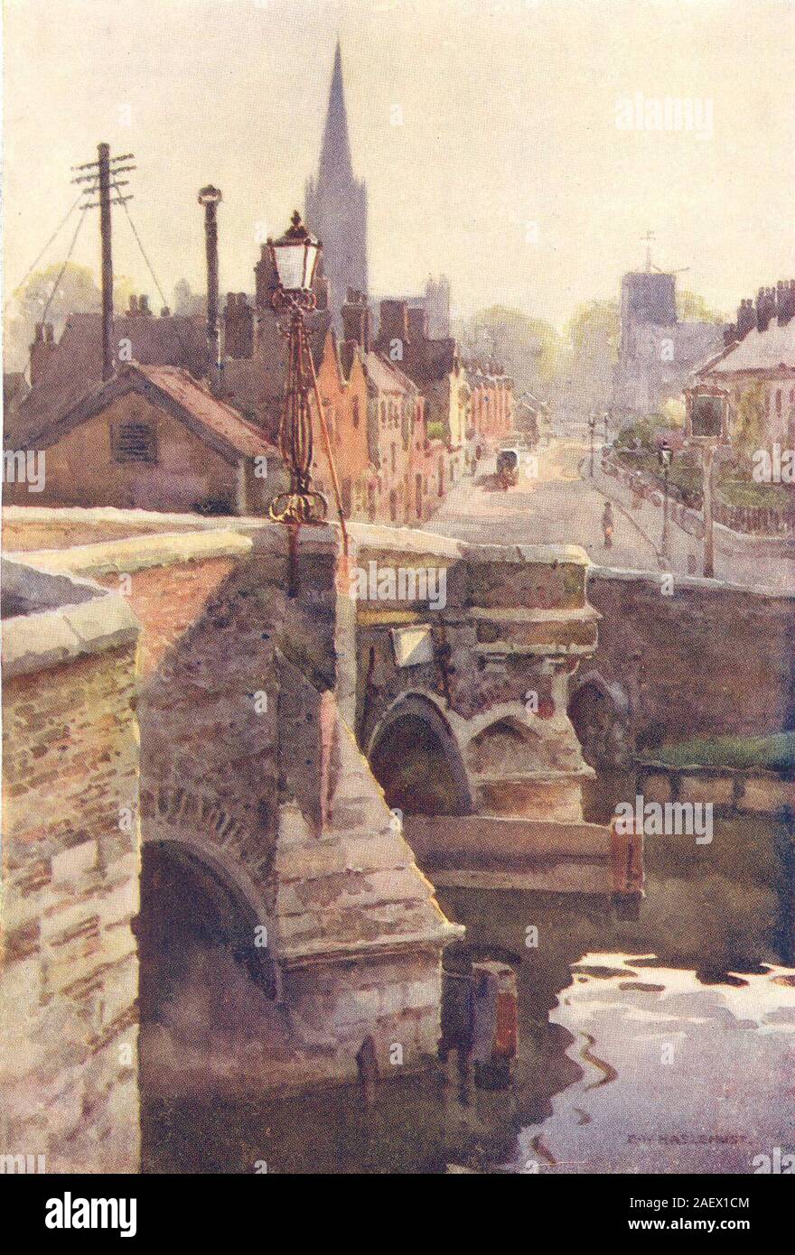 Bischof's Bridge, Norwich. Norfolk. Von Ernest Haslehust 1920 alte Vintage Print Stockfoto