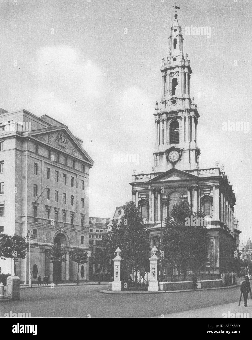 LONDON. St. Mary-le-Strang, durch moderne Straße unterschieden Erweiterung Drucken 1926 Stockfoto