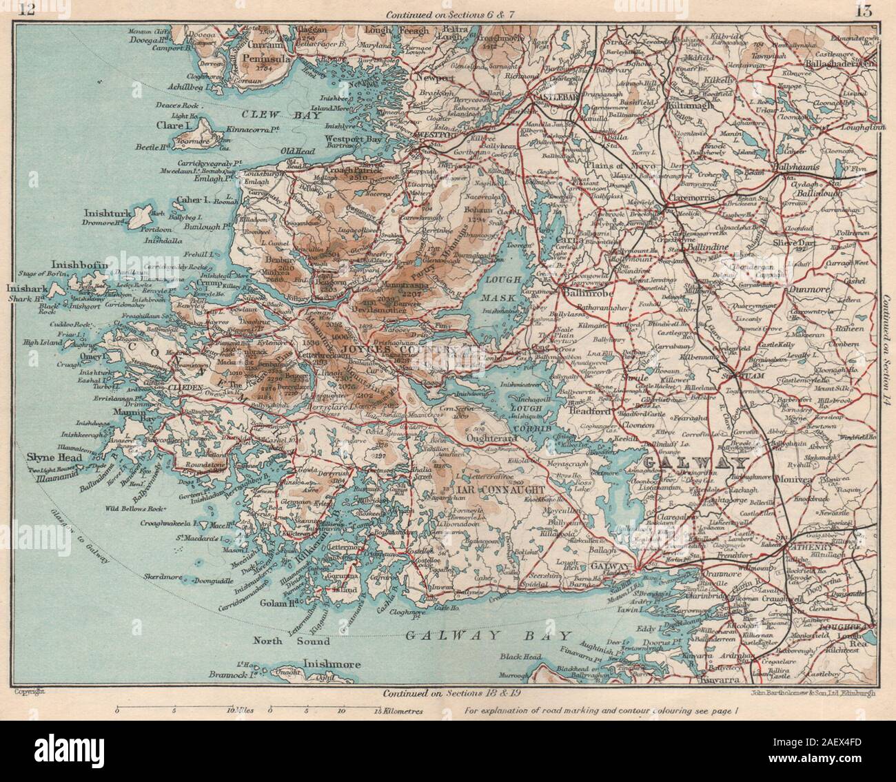 CONNAUGHT. Mayo Galway. Joyce's Land. Connemara. loughs Maske & Corrib Karte 1949 Stockfoto