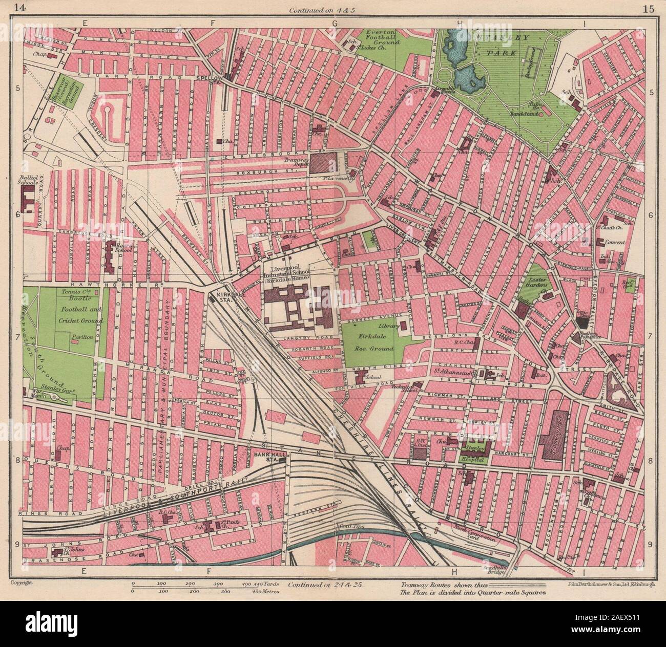 LIVERPOOL. Kirkdale Walton Liverpool Stanley Park Bank Halle 1949 alte vintage Karte Stockfoto