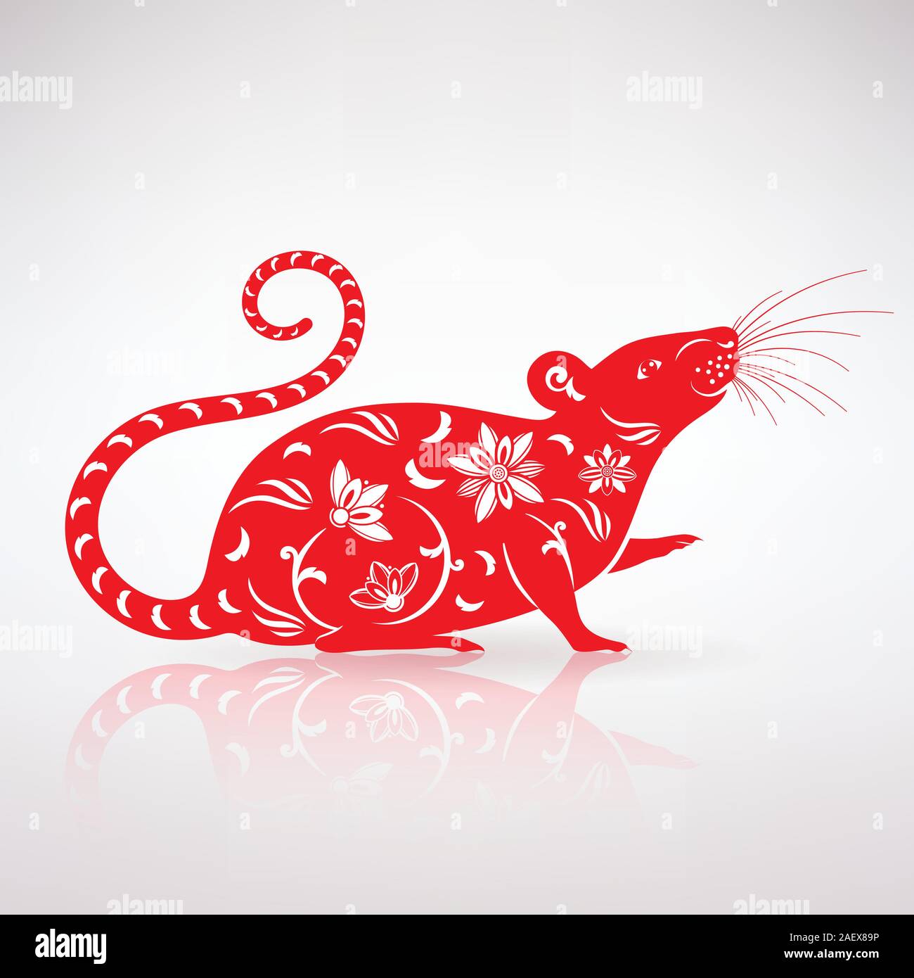 Symbol des Jahres stilisierte Ratte auf einem hellen Hintergrund Stock Vektor