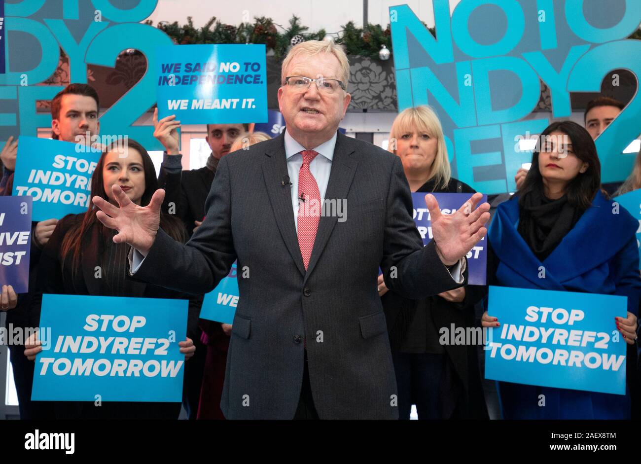 Führer der Schottischen Konservativen Jackson Carlaw während einer Wahlkampagne Kundgebung an das Glasshouse Hotel, Edinburgh, am letzten Tag des Allgemeinen Wahlkampf. Stockfoto