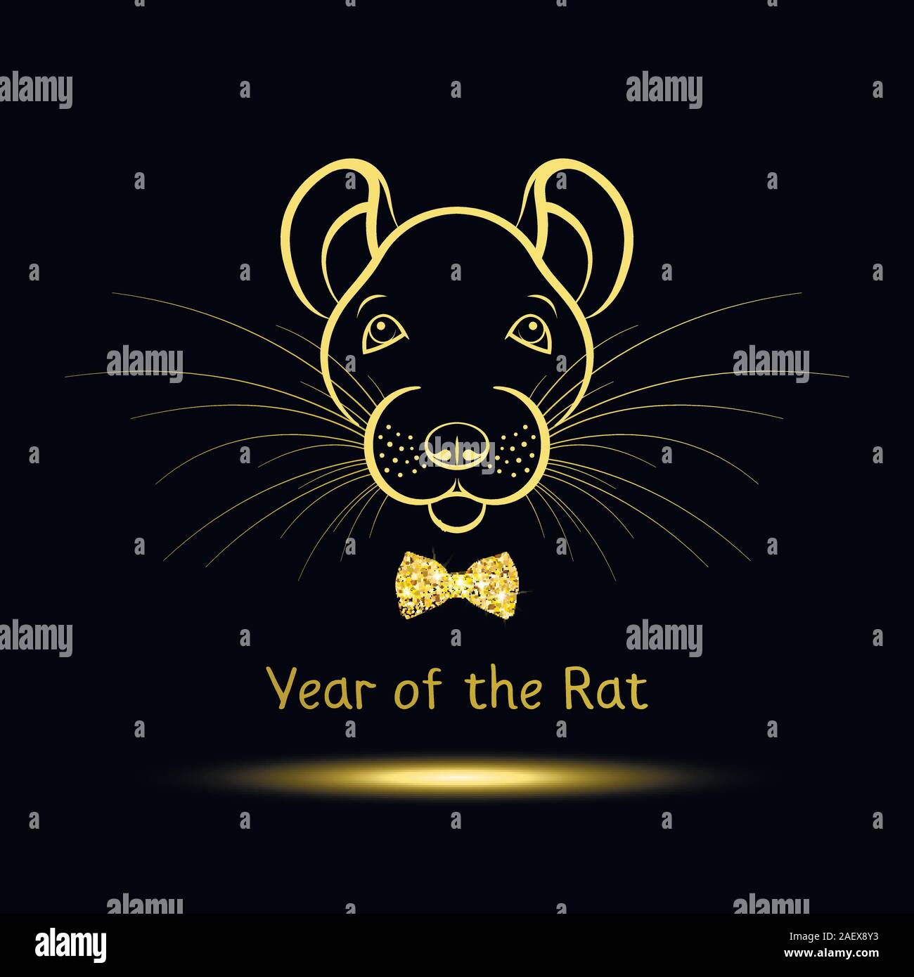 Symbol jahr Ratte Symbol auf schwarzem Hintergrund Stock Vektor