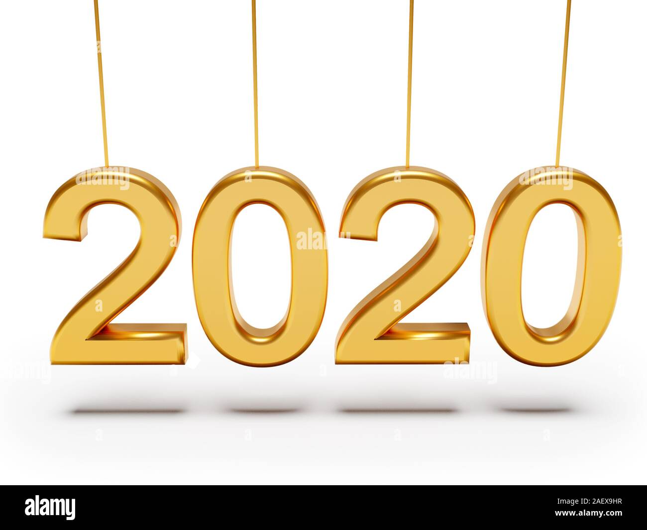 Gold zahlen Neuen Jahr 2020 mit Schatten. 3D-Rendering Stockfoto