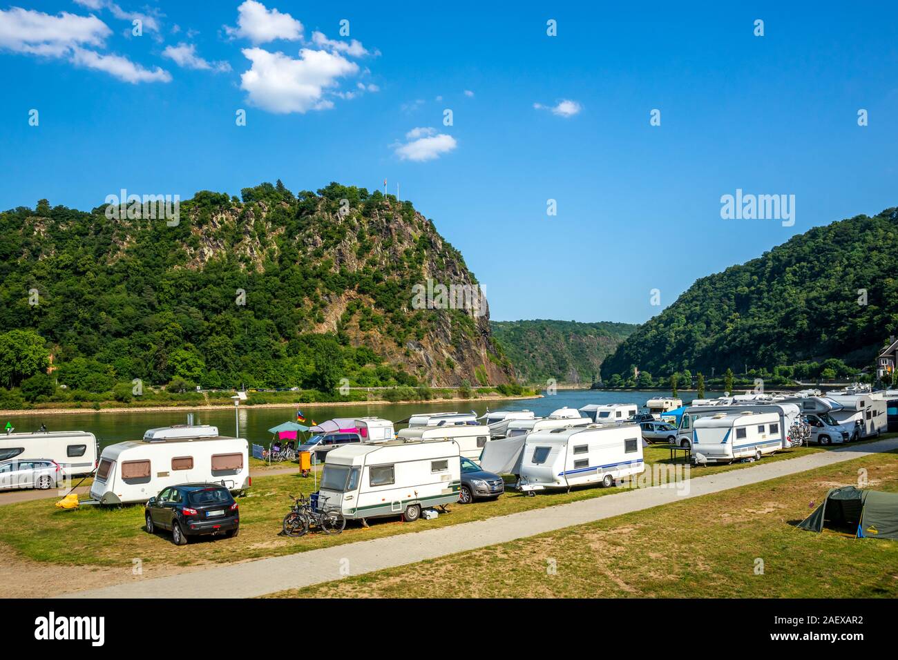 Camping an der Loreley, St. Goar, Deutschland Stockfotografie Alamy