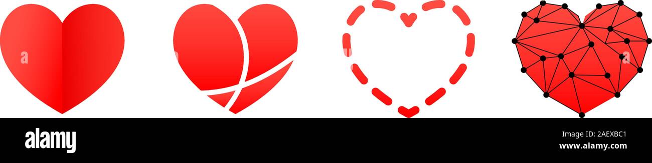 Moderner Minimal rotes Herz Symbol auf weißem Hintergrund. Stock Vektor