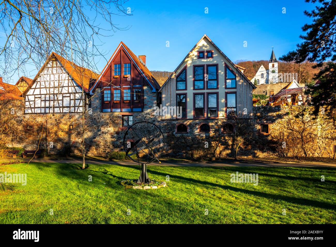 Historische Stadt Zwingenberg, Hessen, Deutschland Stockfoto