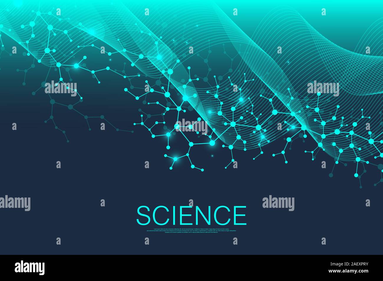 Wissenschaftliche Molekül Hintergrund für Medizin, Wissenschaft, Technologie, Chemie. Wissenschaft Vorlage Tapeten oder Banner mit einem DNA-Moleküle. Dynamische Welle Stock Vektor