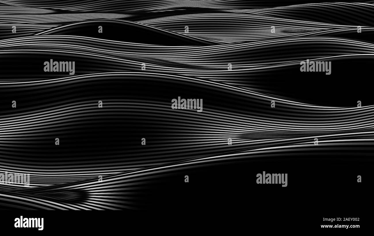 Luxus schwarze Vorhänge Stoff Hintergrund. 3D-Rendering 3 Abbildung d. Stockfoto