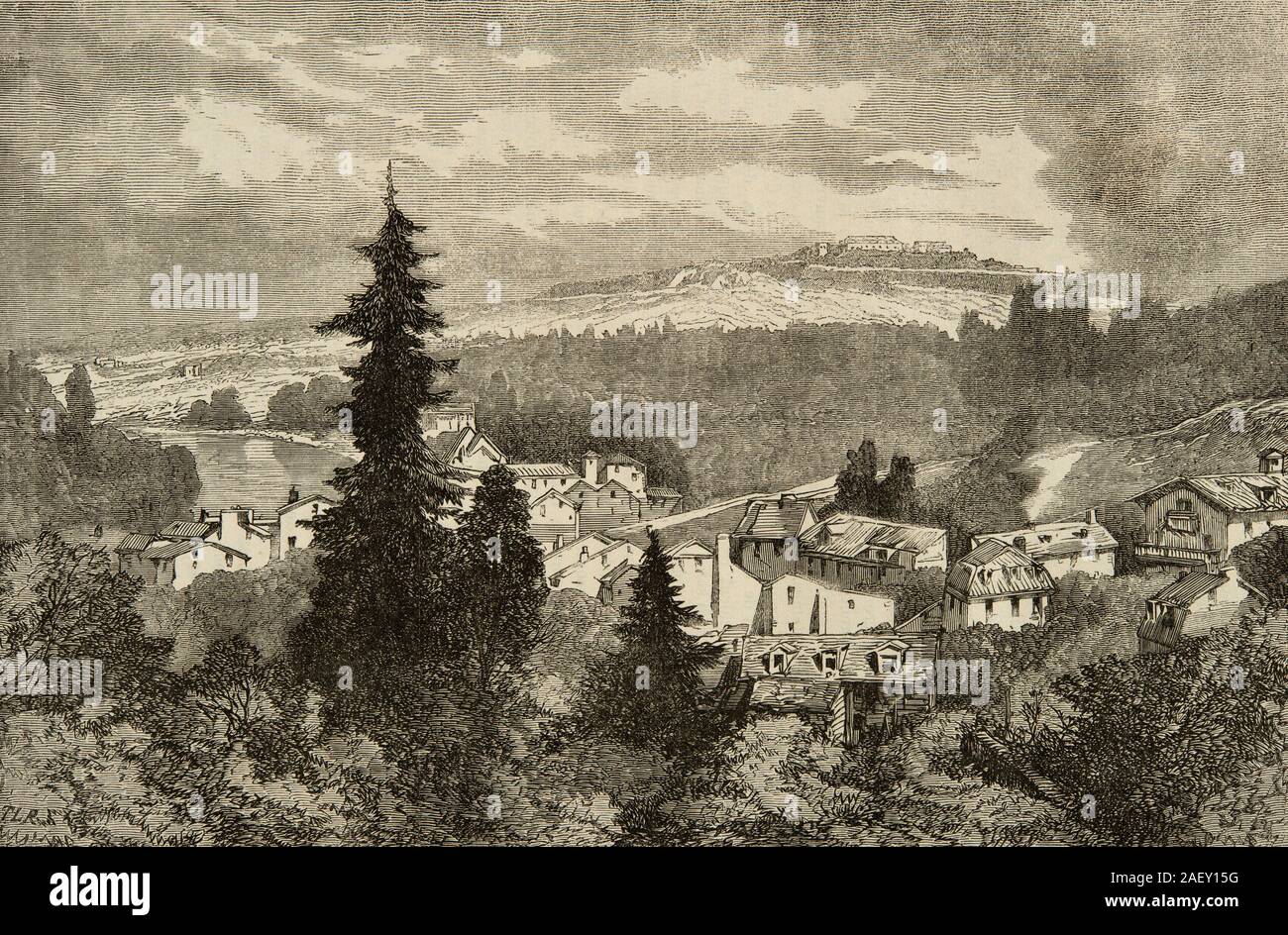 Gravur, den Mont Valerien in der Nähe von Paris Stockfoto