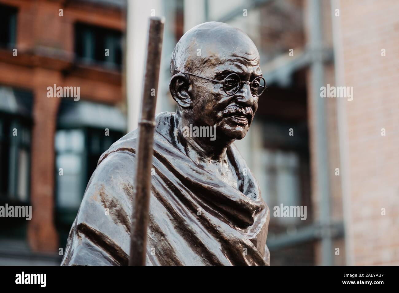 Mahatma Gandhi Statue. Cathedral Yard. Manchester. Stockfoto
