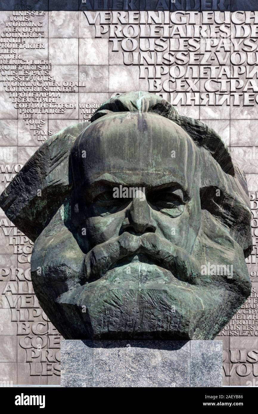 Karl Marx Monument, Chemnitz, einem der größten Porträtbüsten in der Welt Stockfoto